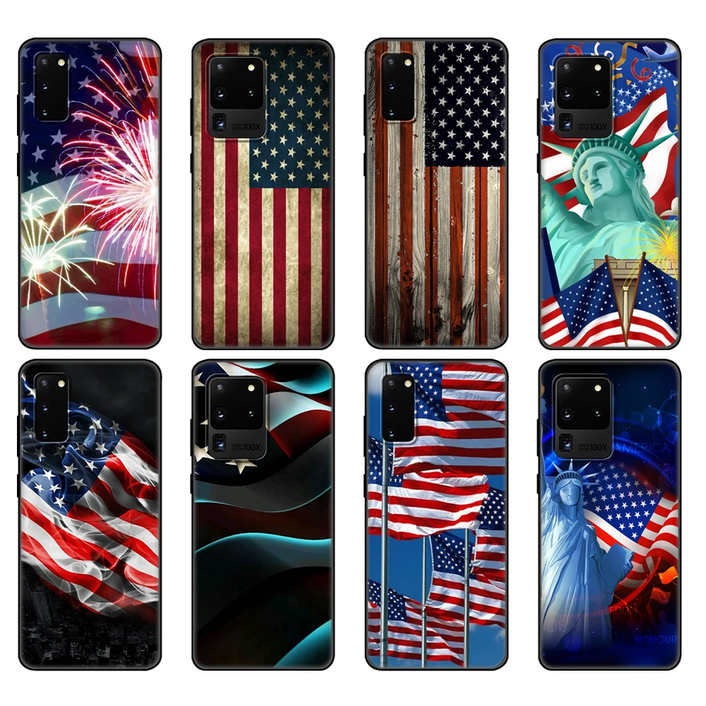 

Черный чехол из ТПУ для Samsung galaxy S20 /S20 PLUS/S20 ultra/S20 + /S20FE, задняя крышка с американским флагом США