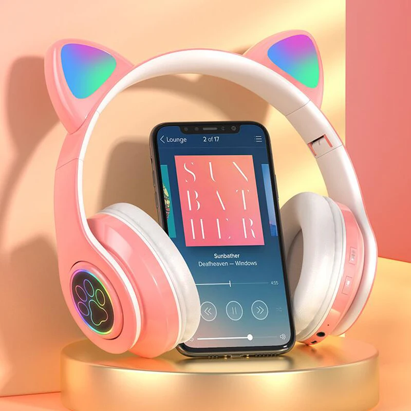 Bluetooth-наушники с кошачьими ушками со светодиодной подсветильник кой |