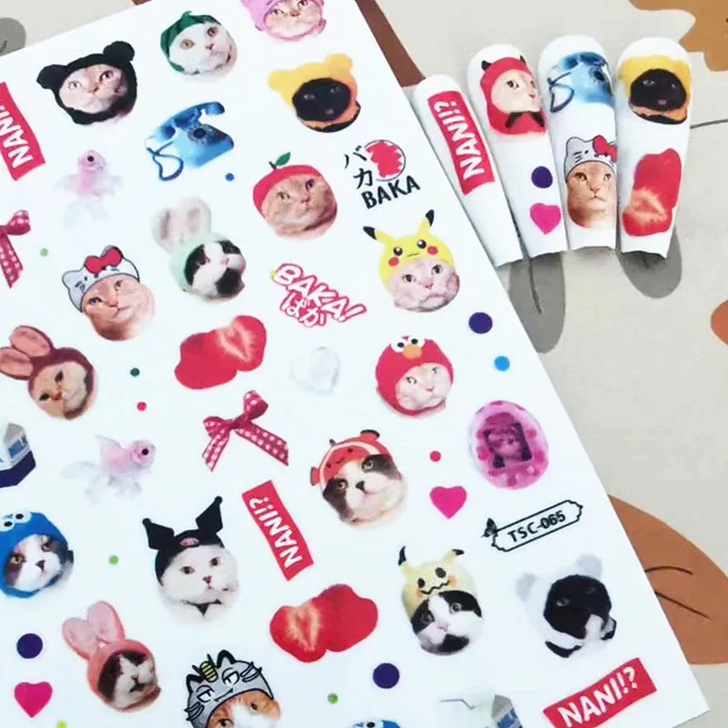 

Новейшая самоклеящаяся 3d-наклейка с милым котом, декоративные инструменты «сделай сам», наклейки для ногтей, TSC 065