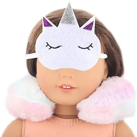 

New Lovely Unicorn Matching Sleepover Masks Wear For 18 Inch American&43cm Baby Doll 17 Inches Dolls Accessories