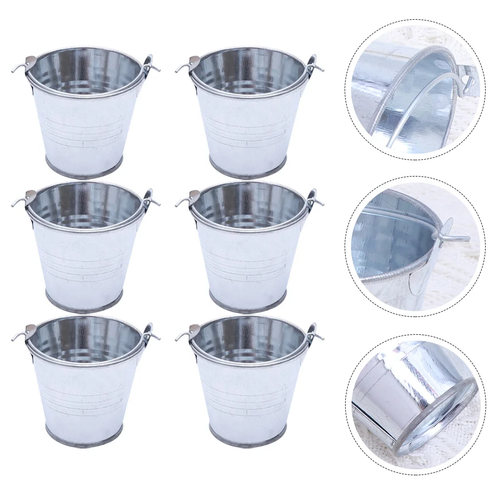 

Mini Bucket Buckets Metal Flower Pot Pails Tin Candy Party Storage Handle Snack Galvanized Kids Handles Iron Easter Favors