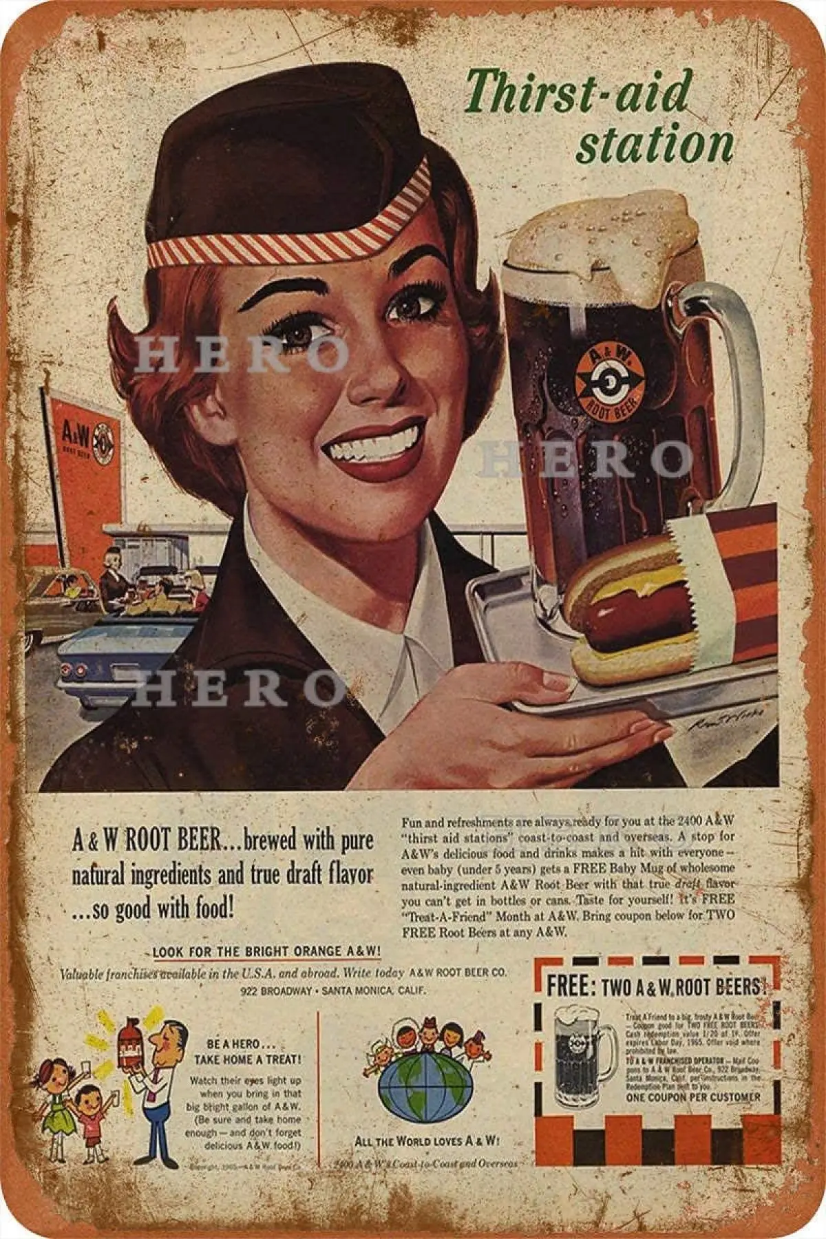 

A ROOT BEER Sexy beauty Vintage Tin Sign Art Iron Painting Rusty Poster Decoration Aluminum plaque