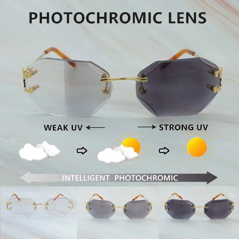 Color Change Sunglasses Wire C 2 Colors Lenses 4 Season Glasses Interchangble Shades Diamond Cut Photochromic Lenses  Sunglass