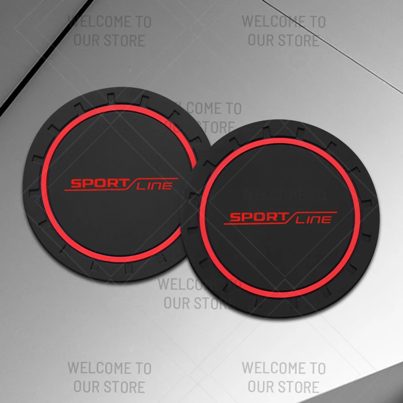 

2 шт., ПВХ для Skoda SPORT LINE LOGO Superb Octavia Rapid Enyaq, автомобильная подставка для воды, противоскользящие силиконовые накладки, украшение интерьера