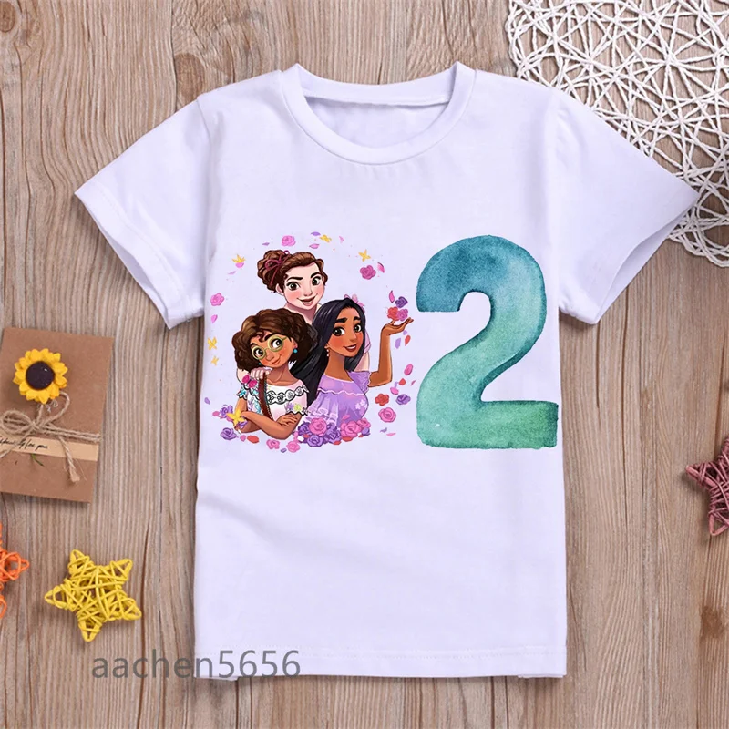 Children Anime My 1-9th Birthday Number Print Name T-shirt Birthday Gift Clothes Baby Letter Tops Tee,Drop Ship