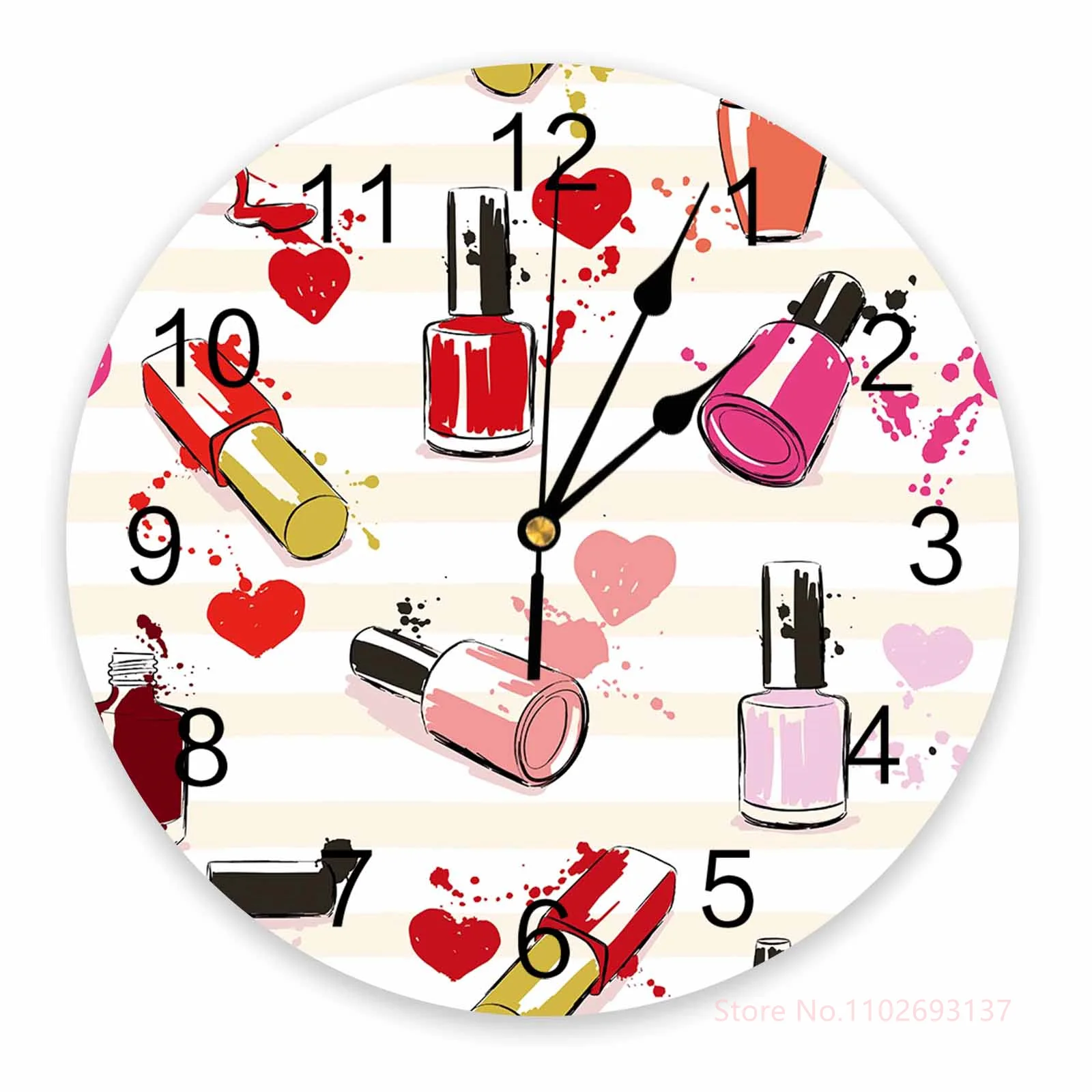 

Funny Round Cushion Cover, Nail Polish Lipstick Clock Pattern, Home Decorative Creative Pillowcase, Peach Skin Plush Pillow