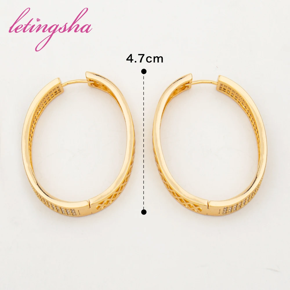 Letingsha 2023 New Girl's French Hoop Earrings Crystal Zircon Vintage Rhinestone Fashion Earrings Party Jewelry Gifts Bijoux