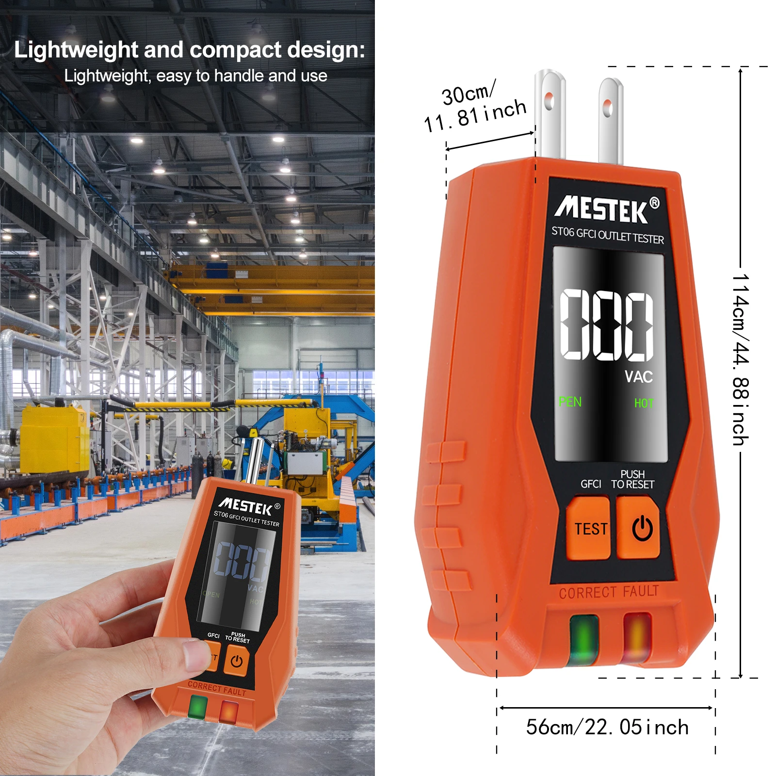 Тестер электрической розетки 7-дюймовый дисплей 3-проводной тестер цепей легко