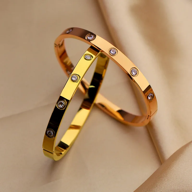 

Новый роскошный брендовый женский браслет Eun Ho 6 мм с кристаллами золотого цвета из нержавеющей стали 316l