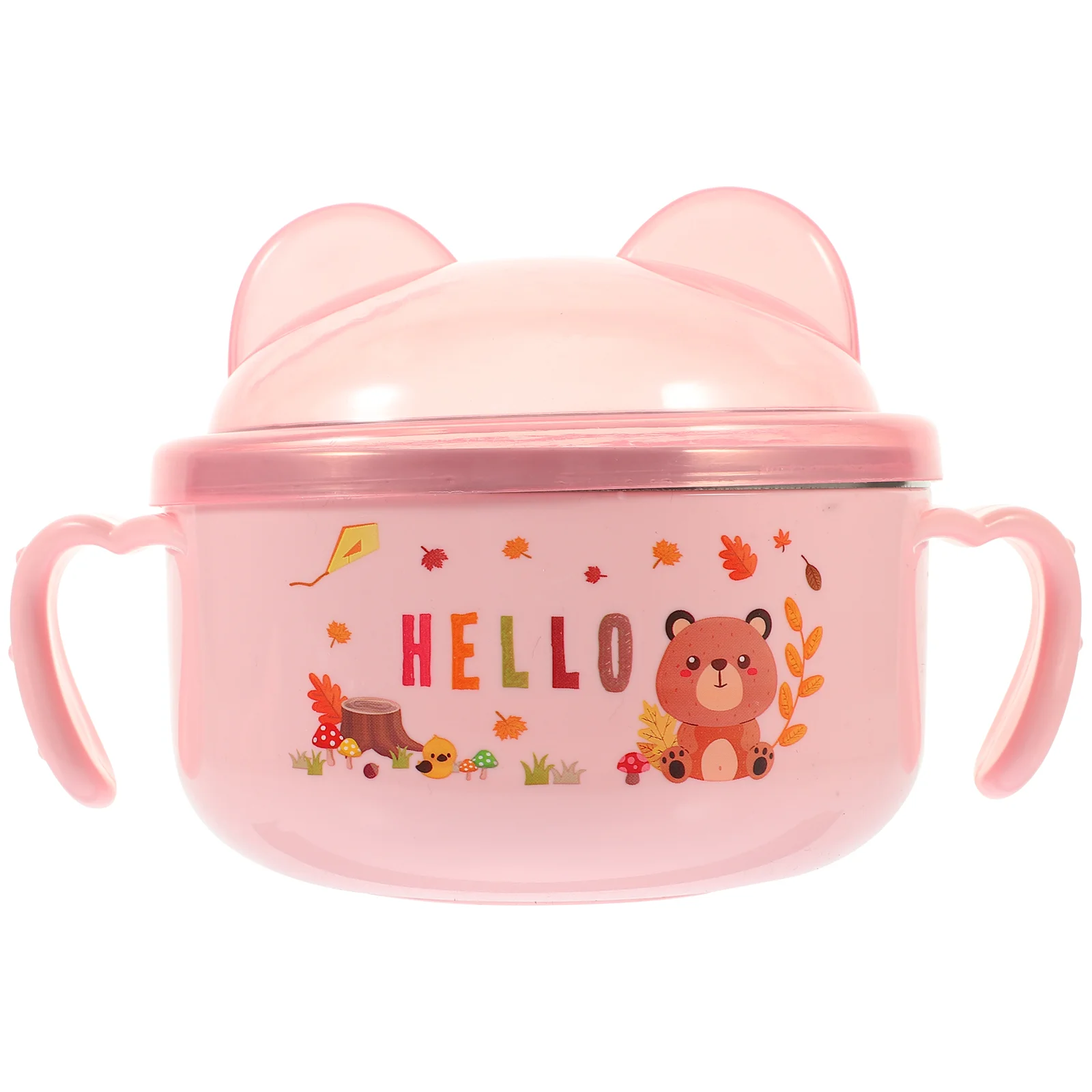 

Toddler Bowl with Lid Stainless Steel Bowl Double Handle Bowl Kids Bowl