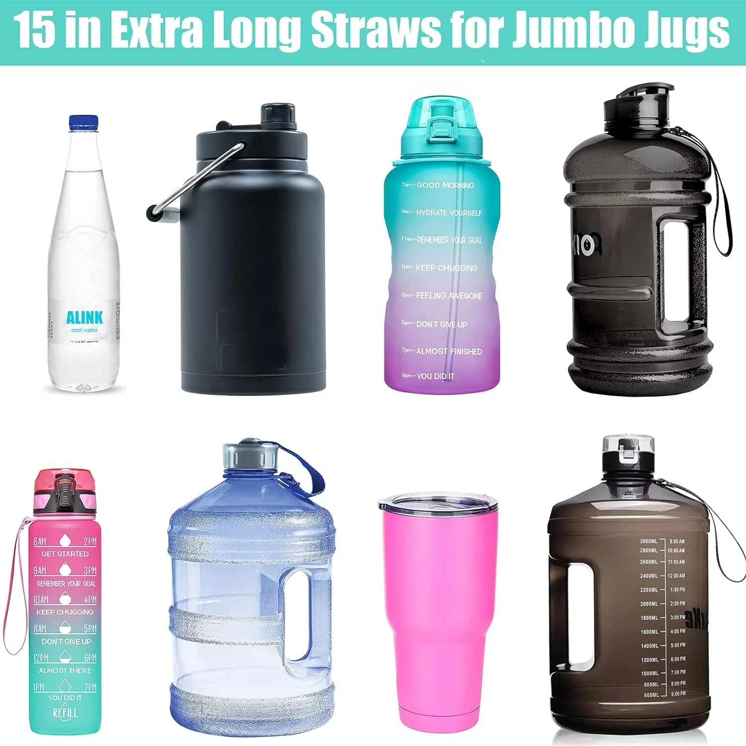 Многоразовые силиконовые соломинки 15 длинных гибких соломинок для стекла