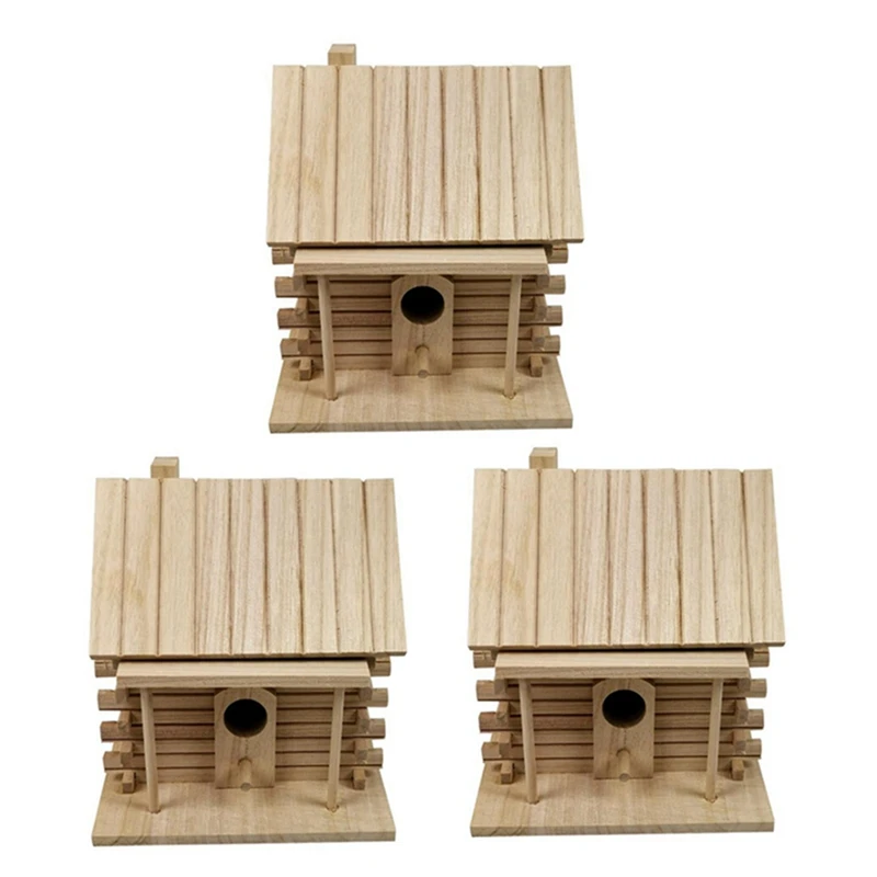 

3X Bird House Wall-Mounted Wooden Nest Dox Nest House Bird House Bird Box Wooden Box Cage Decoration Garden Ornament