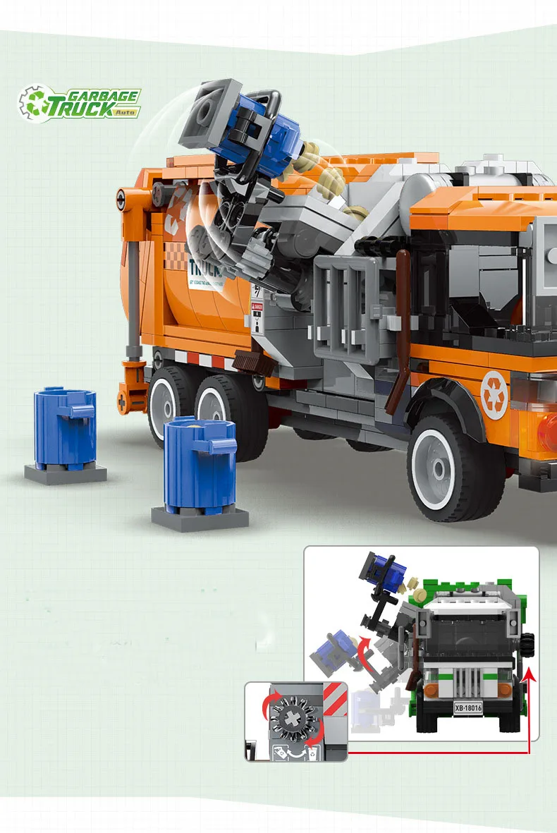 Городской полуавтоматический мусоровоз блок сделай сам вращающийся санитарный