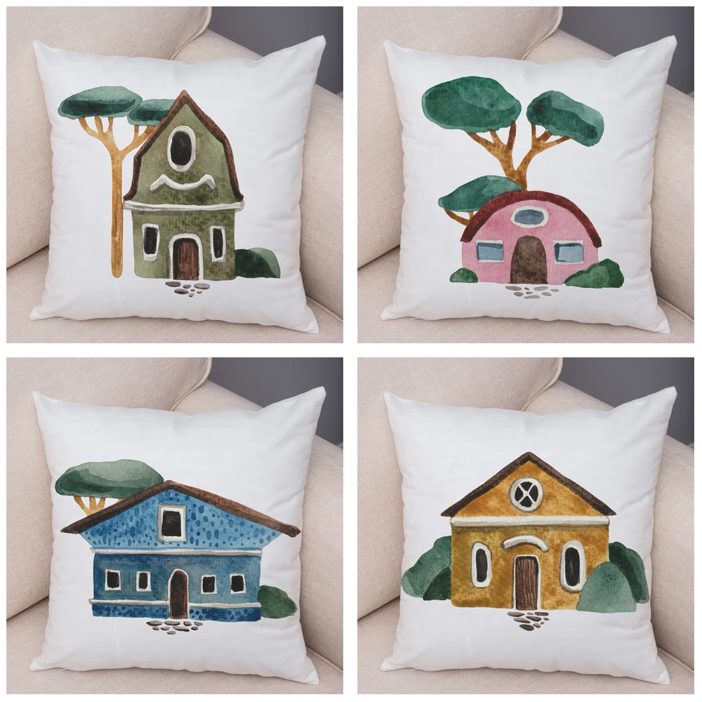 

Country House Room Sofa Cushion Cover Home Car Art Deco Plant Pillowcase Cartoon Tree Pillowcase