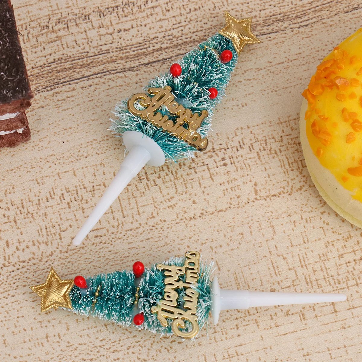 

Christmas Cake Tree Cupcake Toppers Picks Toppermerry Party Pick Glitter Decorations Birthday Fruit Insert Holiday Cocktail