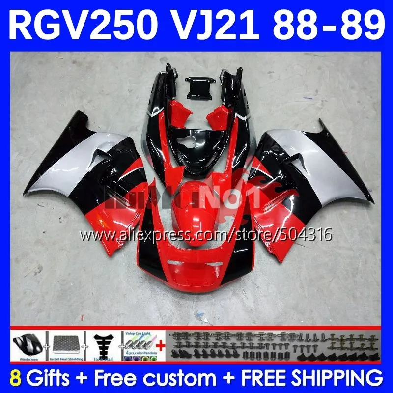 

Body Kit For SAPC VJ21 RGV250 RGVT250 VJ 21 88-89 40No.22 RGV-250 RGV RGVT 250 CC RGVT-250 88 89 1988 1989 Fairing red silvery