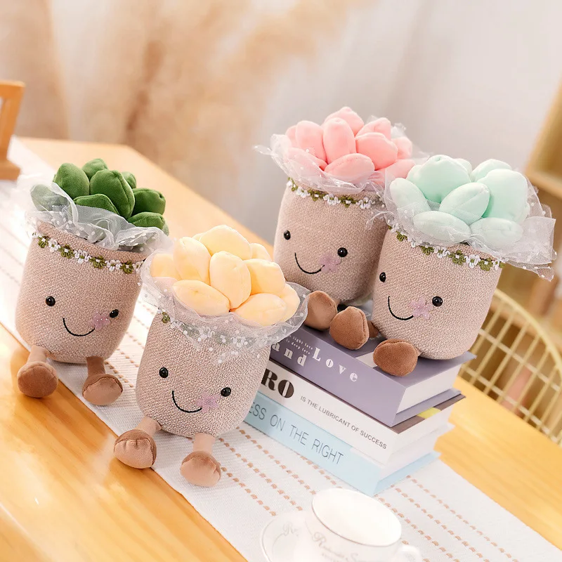 

Kawaii Creative Fabric Crafts Office Study Decoration Plush Toy Potted Doll Succulent Tulip Doll Gift