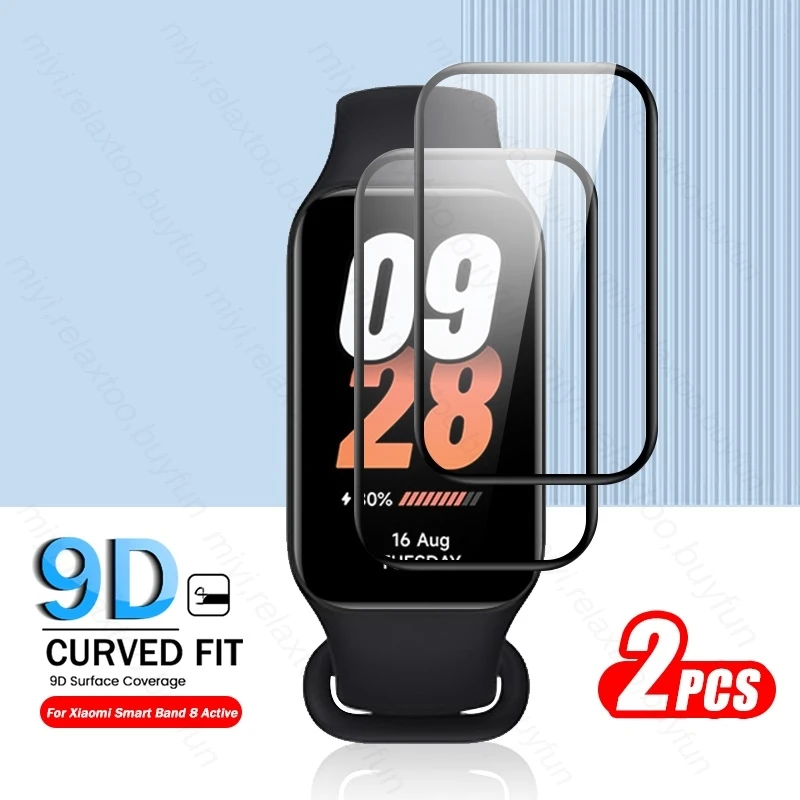 

Изогнутое мягкое защитное стекло 9D для Xiaomi Smart Band 8 Active, 2 шт.