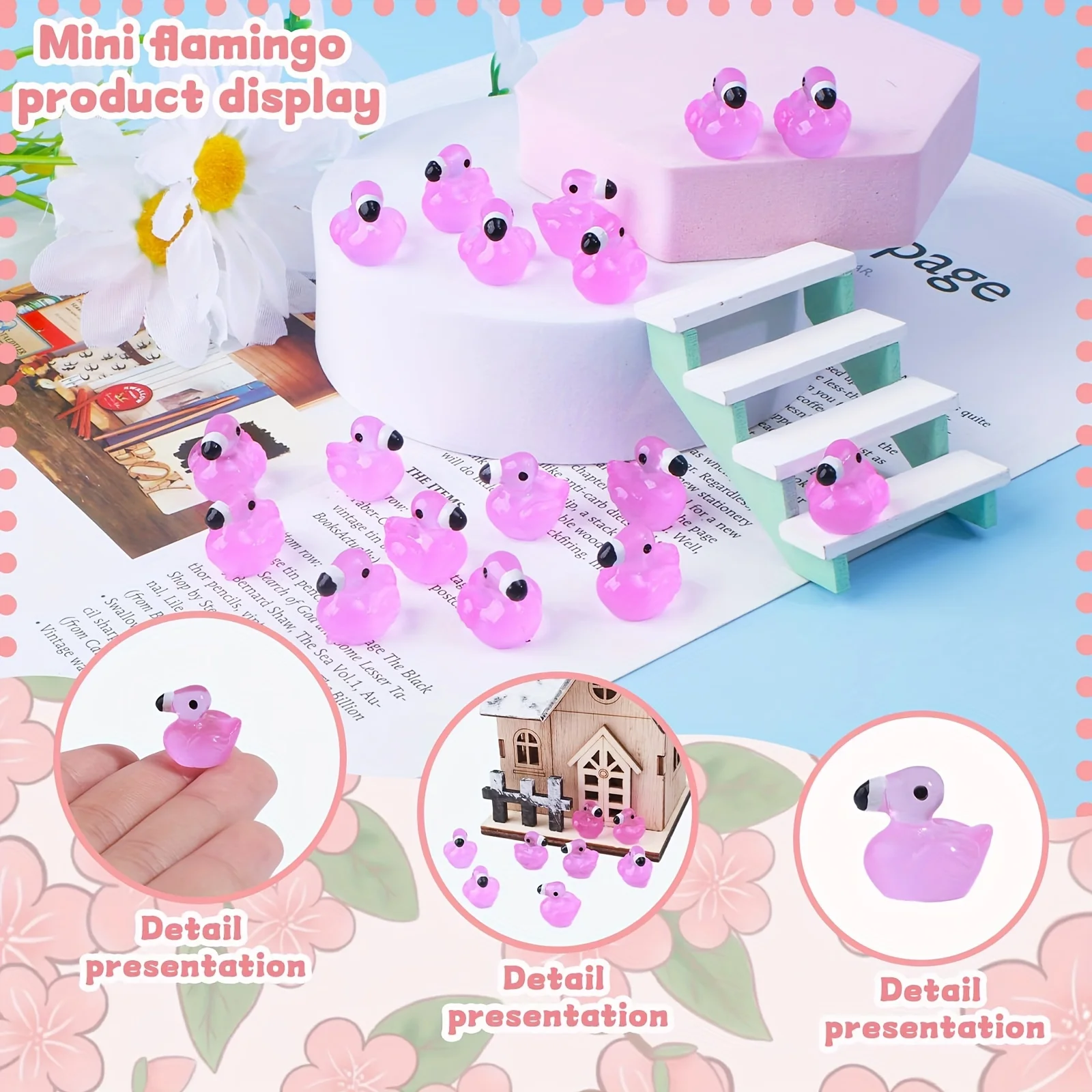 50 шт. светящиеся в темноте мини-смола фигурки утки фламинго смолы статуи животных