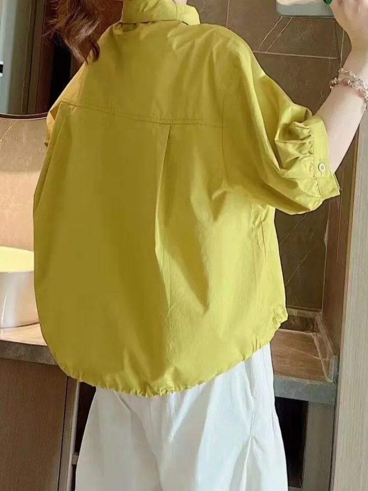 2024 новые летние рубашки женская верхняя одежда свободный топ с короткими