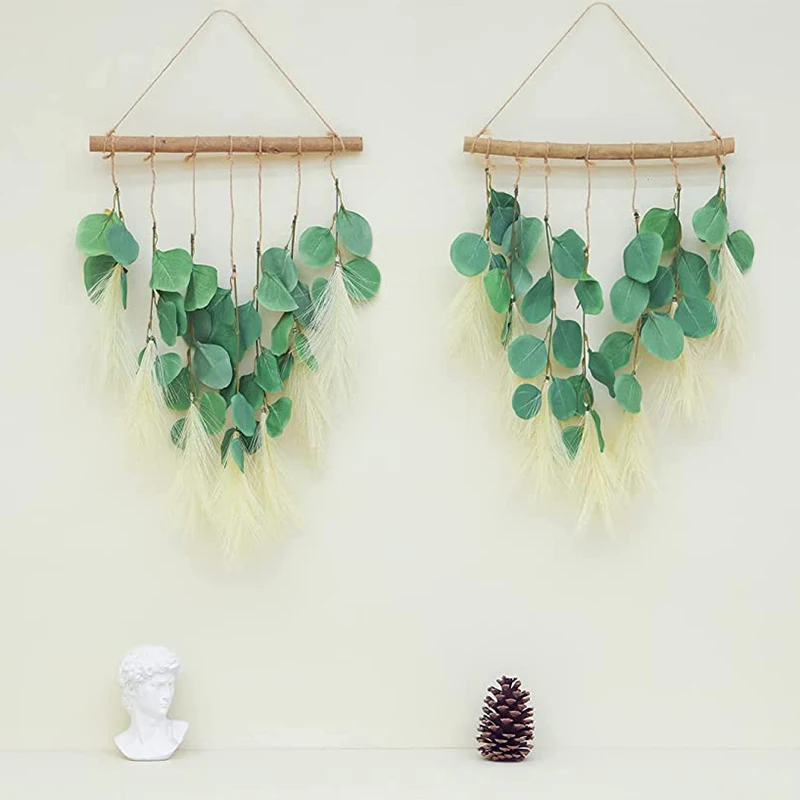 

PARTY JOY Artificial Eucalyptus Wall Hanging Decor Greenery Boho Home Farmhouse Rustic Plants For Living Room Decorations
