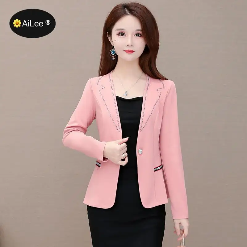 Fashion Autumn Women Formal Blazer Jackets Work Office Ladies Suit Vintage Single Button Spring Business Female Blazer Coats