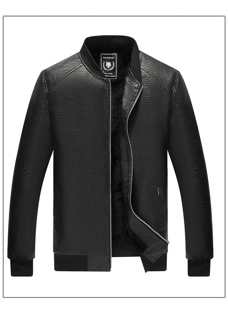 

Men's jacket Spring Autumn solid color soft leather and fleece men's fashion thin long sleeve zipper coat clothing
