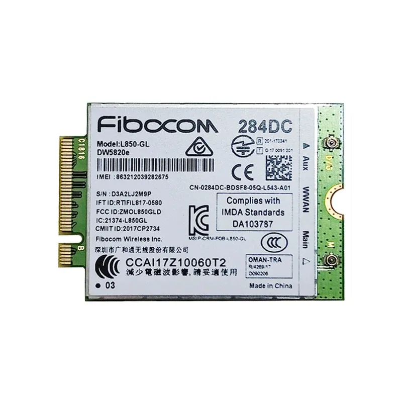 

Модуль Fibocom L850-GL DW5820E XMM7360 LTE Cat9 M.2 для Dell Precision 3560 3561 3570 Latitude 3400 3420 3430 3500 3520 5300
