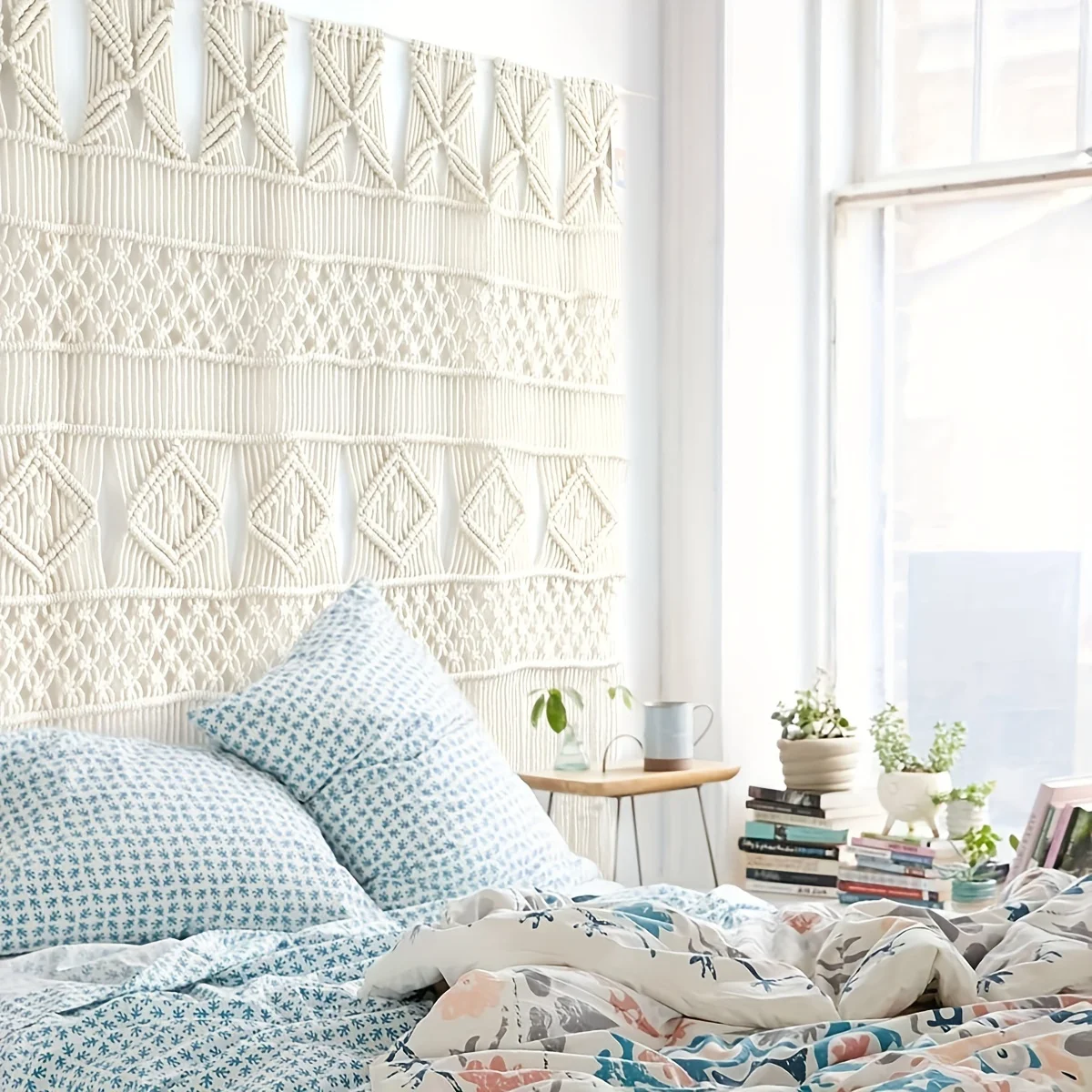 Большая занавеска с кисточками богемная Свадебная плетеная Настенная картина