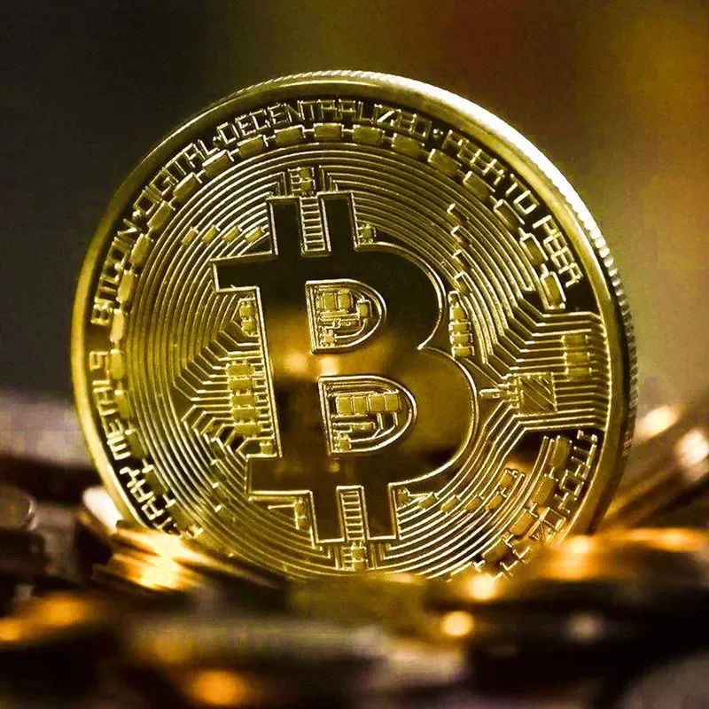 

Gold Plated Bitcoin Coin Collectible Art Collection Gift Physical commemorative Casascius Bit BTC Metal Antique Imitation