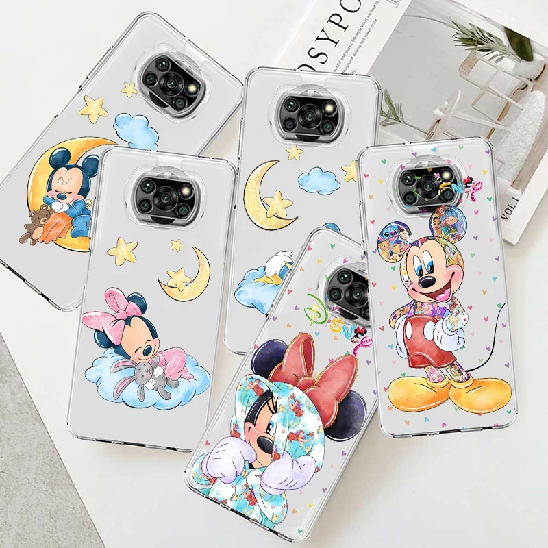 

Mickey Minnie Baby For Xiaomi Poco X5 C55 C50 M5 M4 X4 X3 F3 GT NFC M3 C3 M2 F2 Pro Silicone Transparent Phone Case Coque Capa