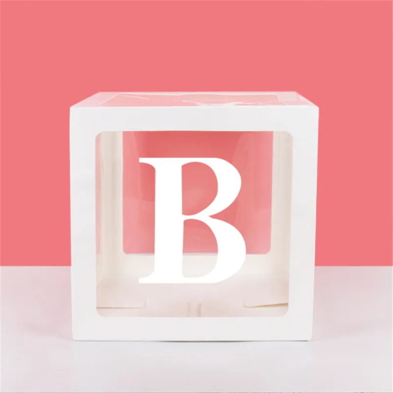 A-Z Letter Name Transparent Balloon Box BABY ONE LOVE Boy Girl Party Gift Box Wedding Decoration Baby Shower Birthday Party DIY images - 6