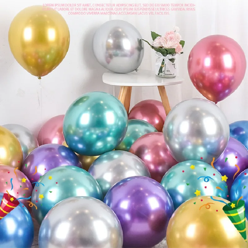 

25 Pcs 10Inch Glossy Metal Pearl Latex Balloons Thick Chrome Metallic Colors Helium Air Balls Globos Birthday Party Decor