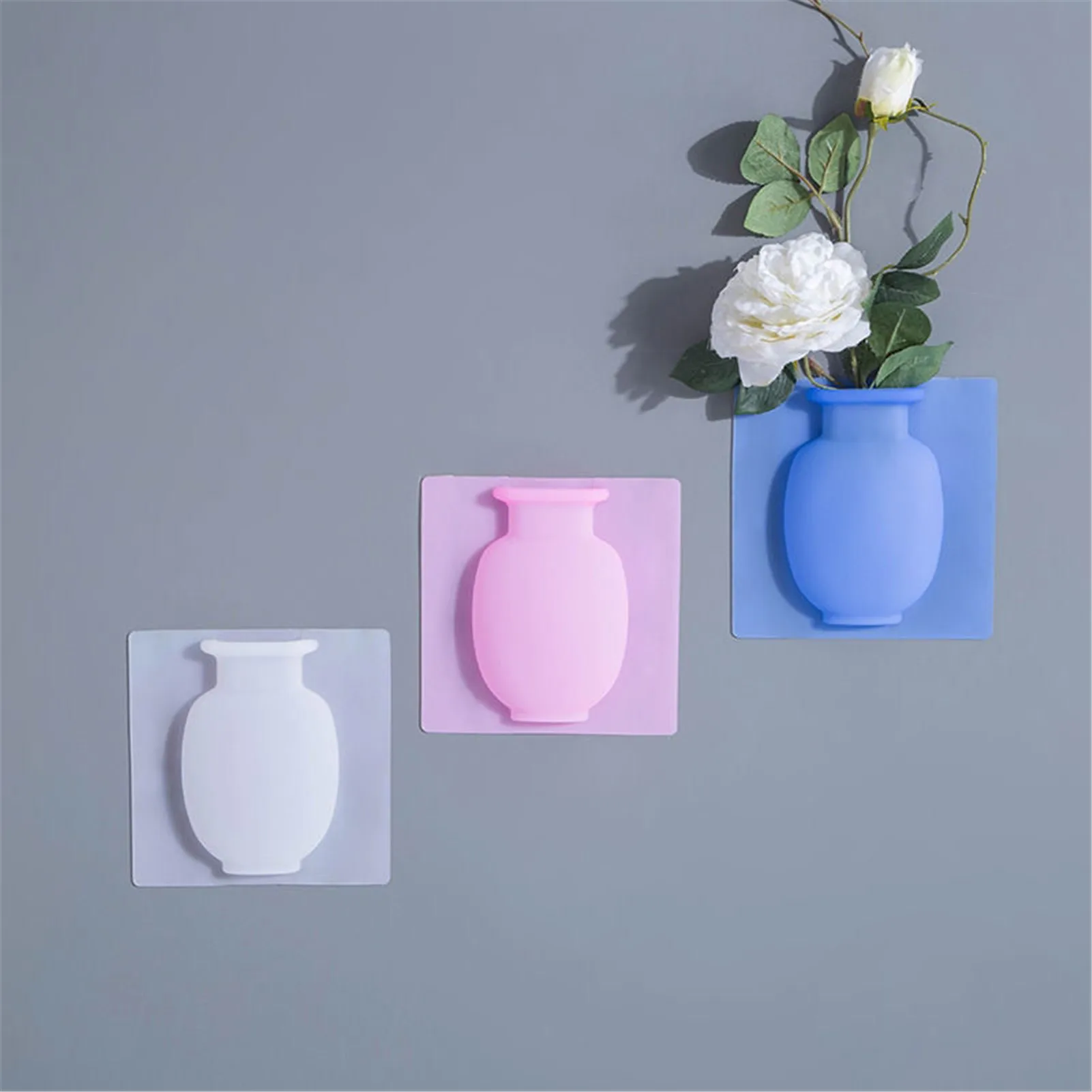 

Removable Flowerpot Vase Silicone Additive Sticky Vase Wall Fridge Window Flower Plant Vases Home Garden Decoration Flower Vases