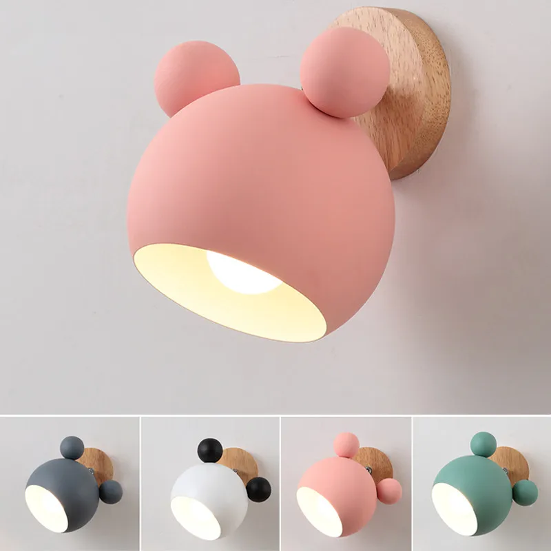 

Modern Wall Lamp Colorful Iron Mickey Wall Lamps For Living Room Bedroom Baby Room Decor Nordic Home Bedside Wall Light Fixtures