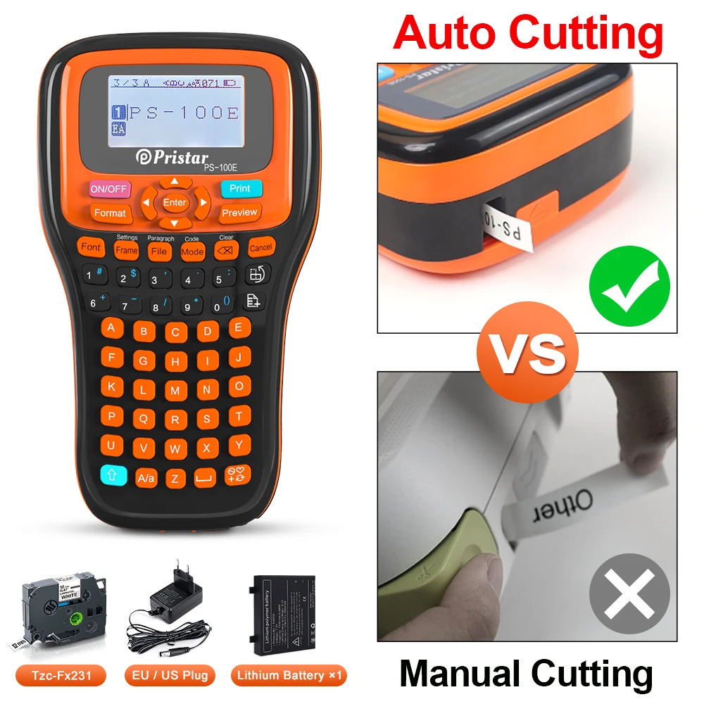 

Auto Cutting Labeling Machine PS-100E Portable Wireless Label Printer for tze231 Label Replace for Brother P-Touch Label Maker