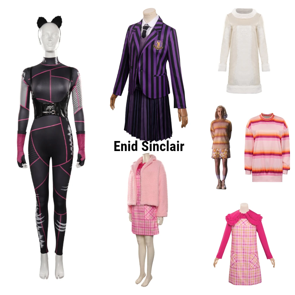 

Enid sinпрозрачный костюм для косплея по среду, костюм Аддамс, женский комбинезон для девочек, повязка на голову, наряд для Хэллоуина, карнавала вечерние, костюм для взрослых