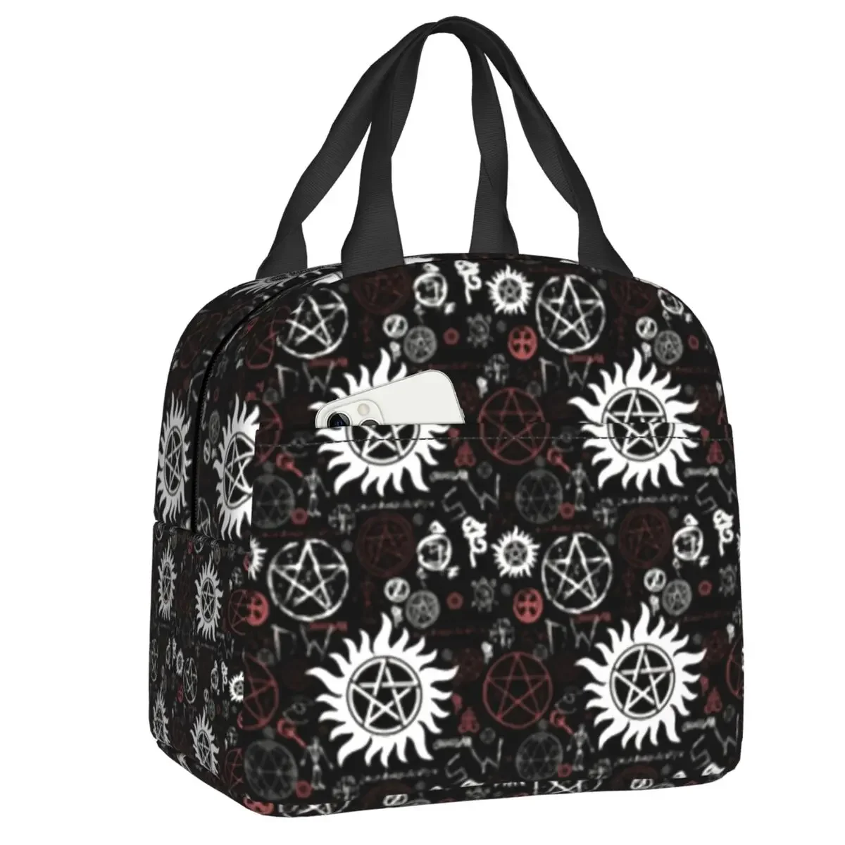 

Supernatural Symbols Lunch Bag Women Thermal Cooler Insulated Lunch Box for Kids School Children Picnic Food Tote Bags