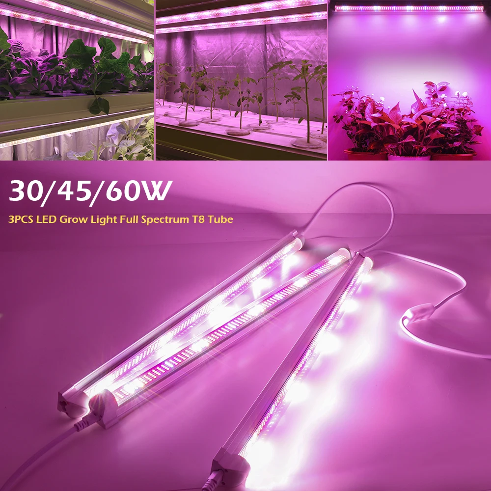 3шт/лот Трубка полного спектра T8 для выращивания растений внутри помещения в тенте, светодиодная полоса с фитолампом для теплицы.