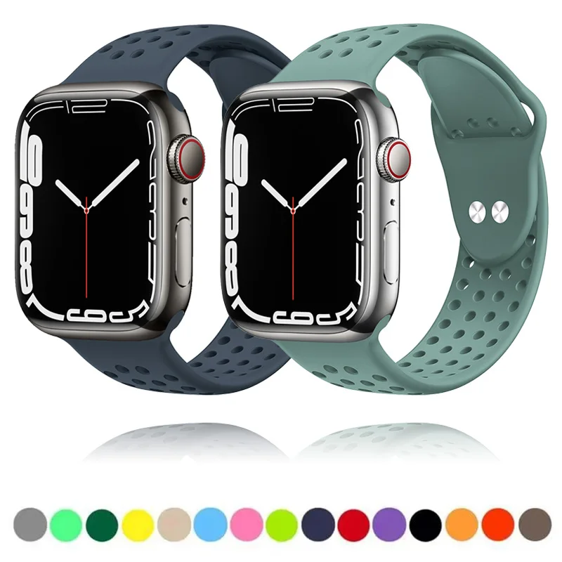 

Silicone strap for apple watch band 49mm 44mm 45mm 42mm 40mm 41mm 38mm Double-stud style bracelet iwatch Series 6 7 se 8 ultra