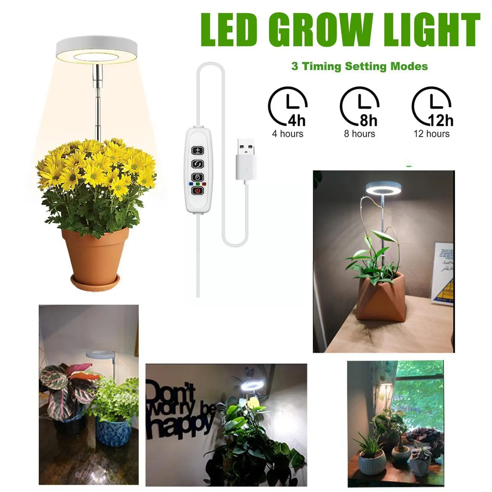

New LED Grow Lamp DC5V USB Phytolamp Full Spectrum Rings Plant Seedling Plant Succulents Bloom Plant Indoor Lamp Angel Sing Z7S4