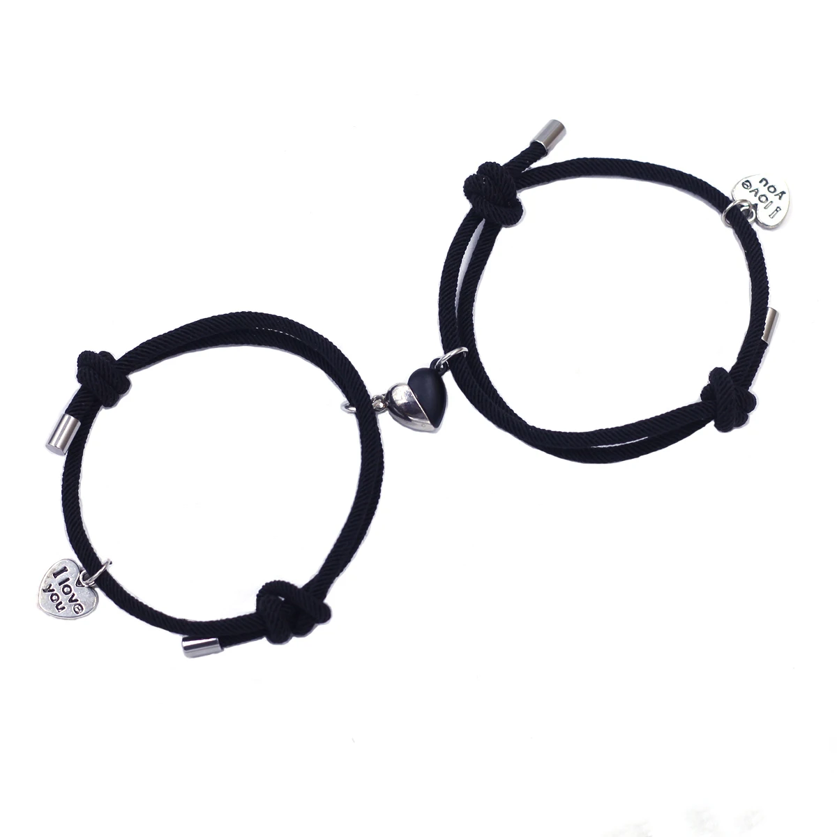 

Cord Bracelets Adjustable Rope Heart Magnet Clasps With I Love You Pendants Jewelry Gifts