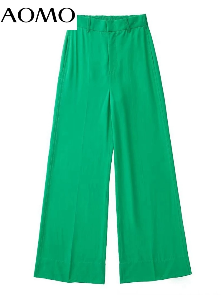 

Брюки AOMO 3H455A женские с широкими штанинами, офисные Элегантные зеленые Костюмные штаны с карманами, 2022