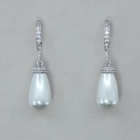 fashion silver color water imitation pearls drop earrings for women exquisite metal round pearls earrings jewelry