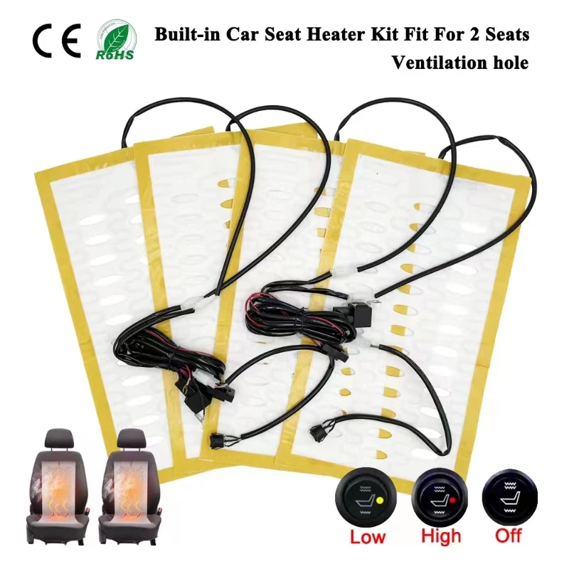 

NEW DC 12V Built-in Car Seat Heater Kit Fit 2 Seats Universal Alloy Wire Fast Heating Pads Round Control Switch For Auto Seats