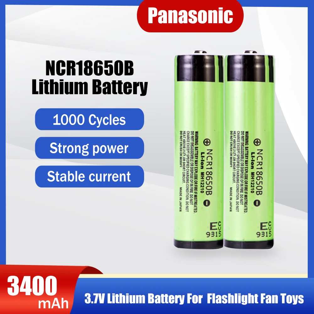 Paquete de 2 baterías recargables de 3400 mAh NCR18650B de 3,7 V linterna LED cargador