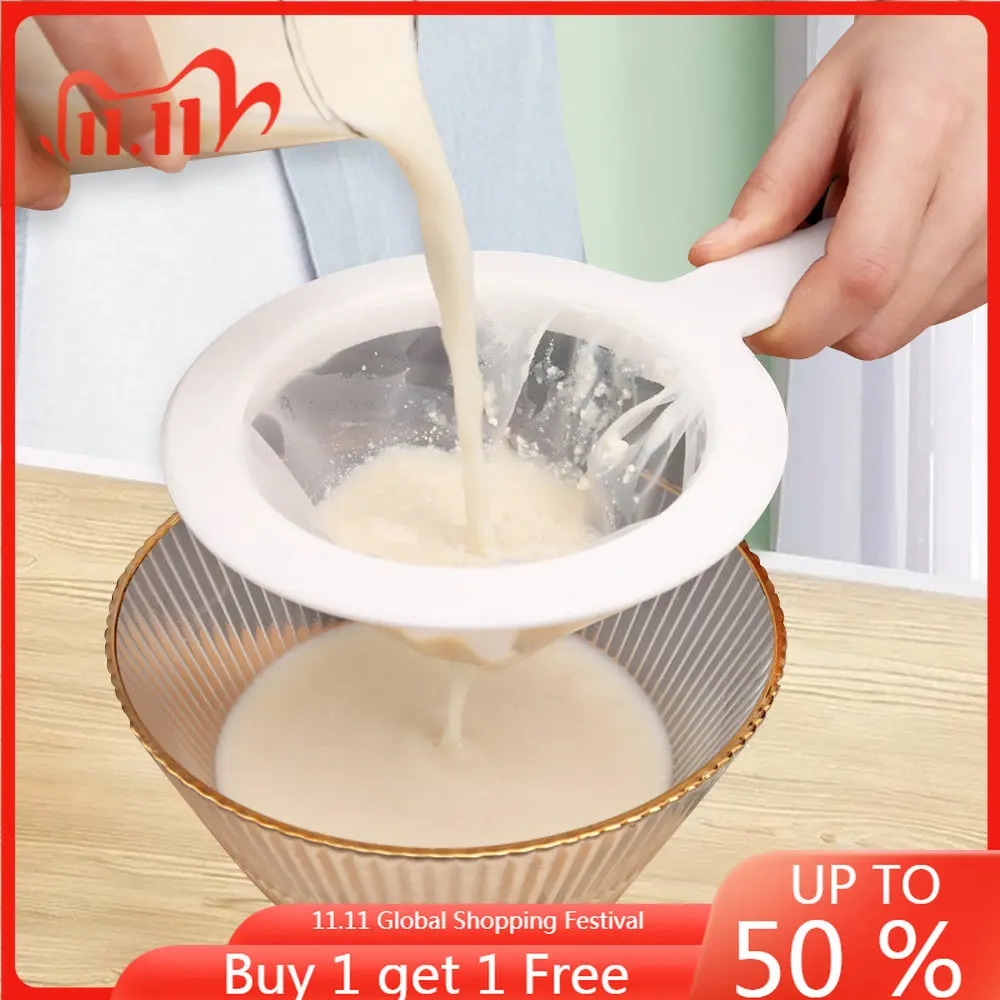 

100/200/400 Mesh Reusable Nylon Ultra Fine Filter Mesh Strainer Spoon Sieve Soy Milk Juice Coffee Food Filter Kitchen Colander