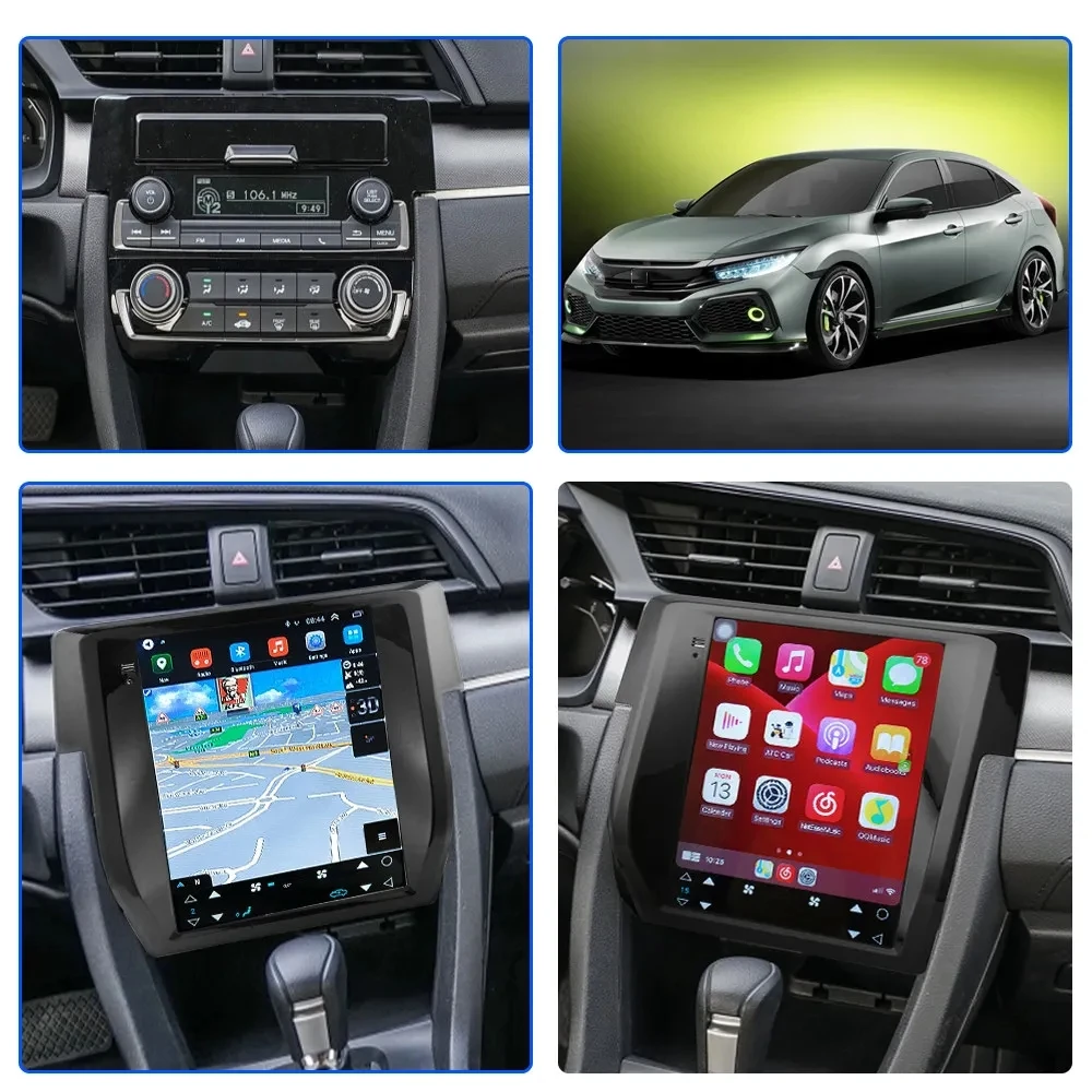 9 7-дюймовый автомобильный радиоприемник с GPS-навигацией для Honda Civic 2015-2020 Carplay Android