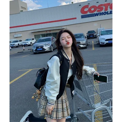 

Jacket women's jacket spring and autumn all-match casual and comfortable round neck casual college long sleeves