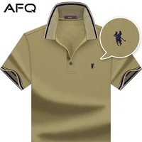 afq summer mercerized cotton short sleeved polo shirt mens t shirt middle aged lapel half sleeve 100 cotton coat t blood polo